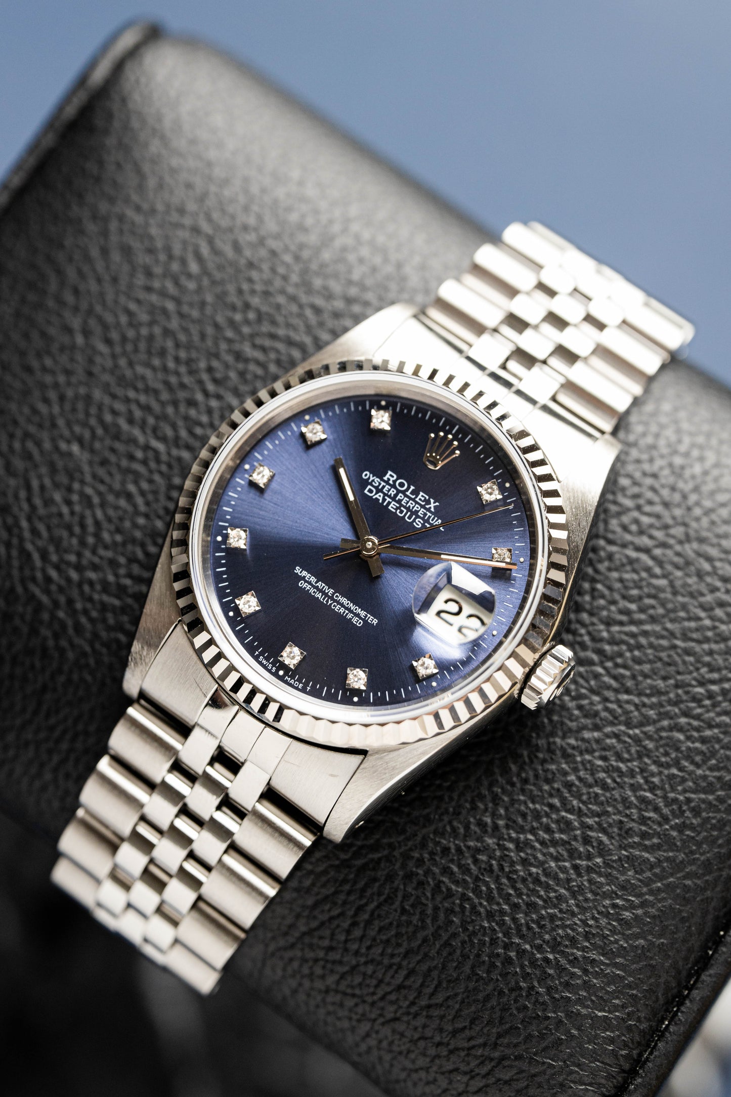ROLEX DATEJUST 36 BLUE DIAMONDS DIAL REF: 16234 (1994)