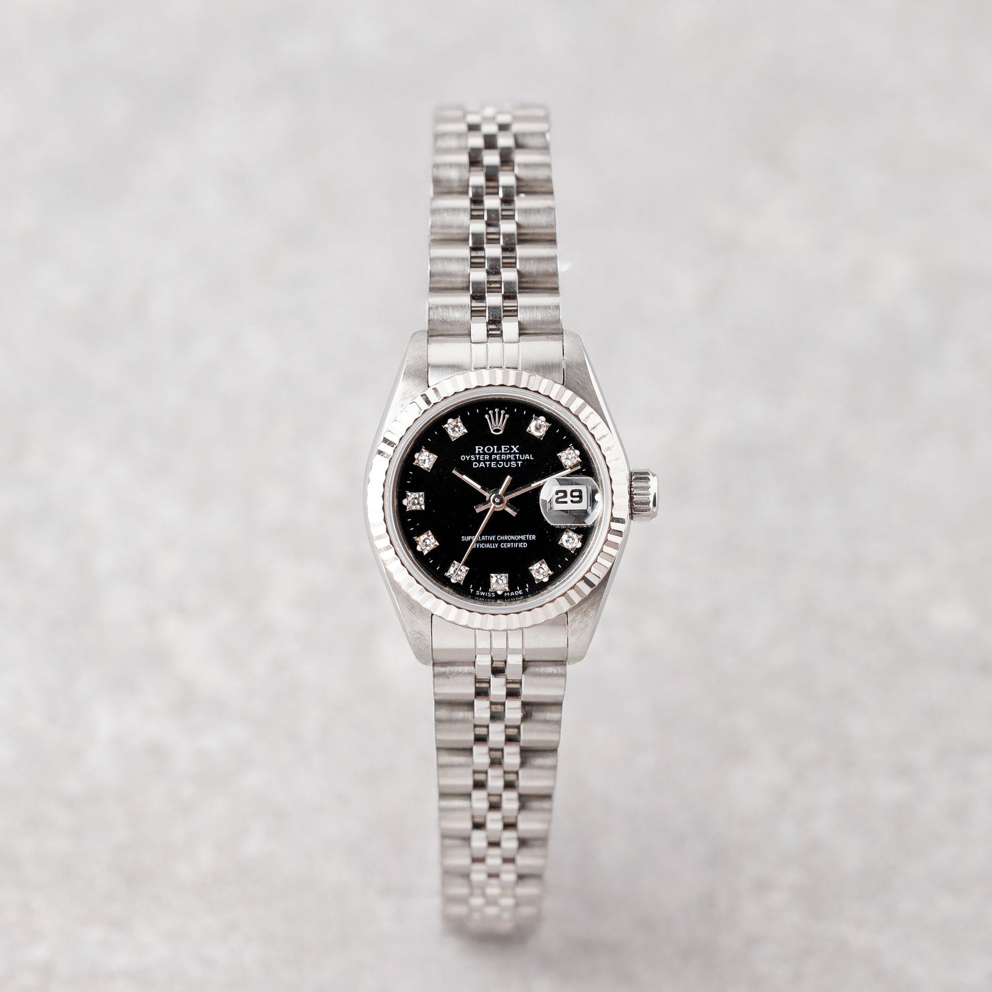 ROLEX LADY-DATEJUST 26 BLACK DIAMOND DIAL REF: 69174 (1990)