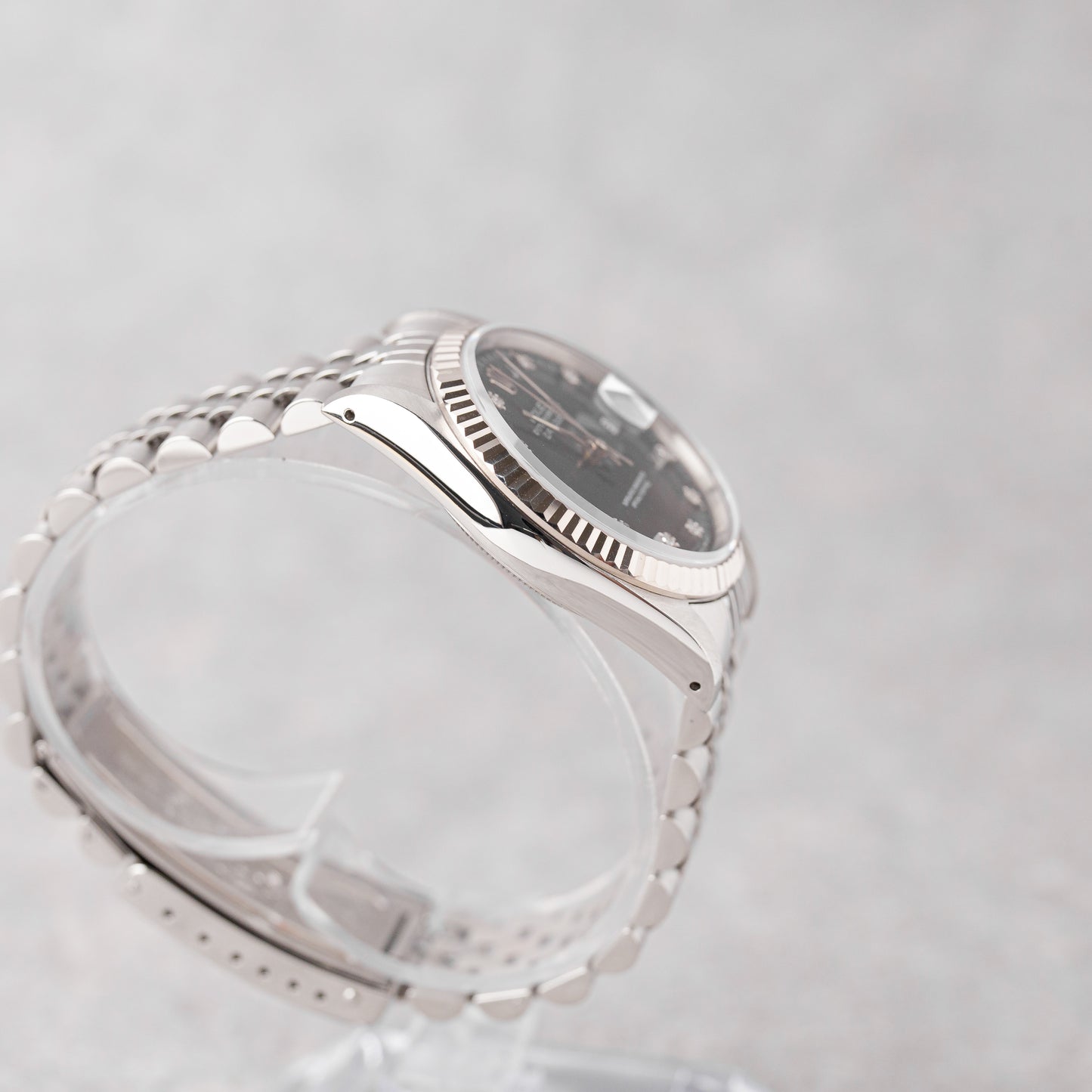 ROLEX DATEJUST 36 BLACK DIAL DIAMONDS REF: 16234 (1989)
