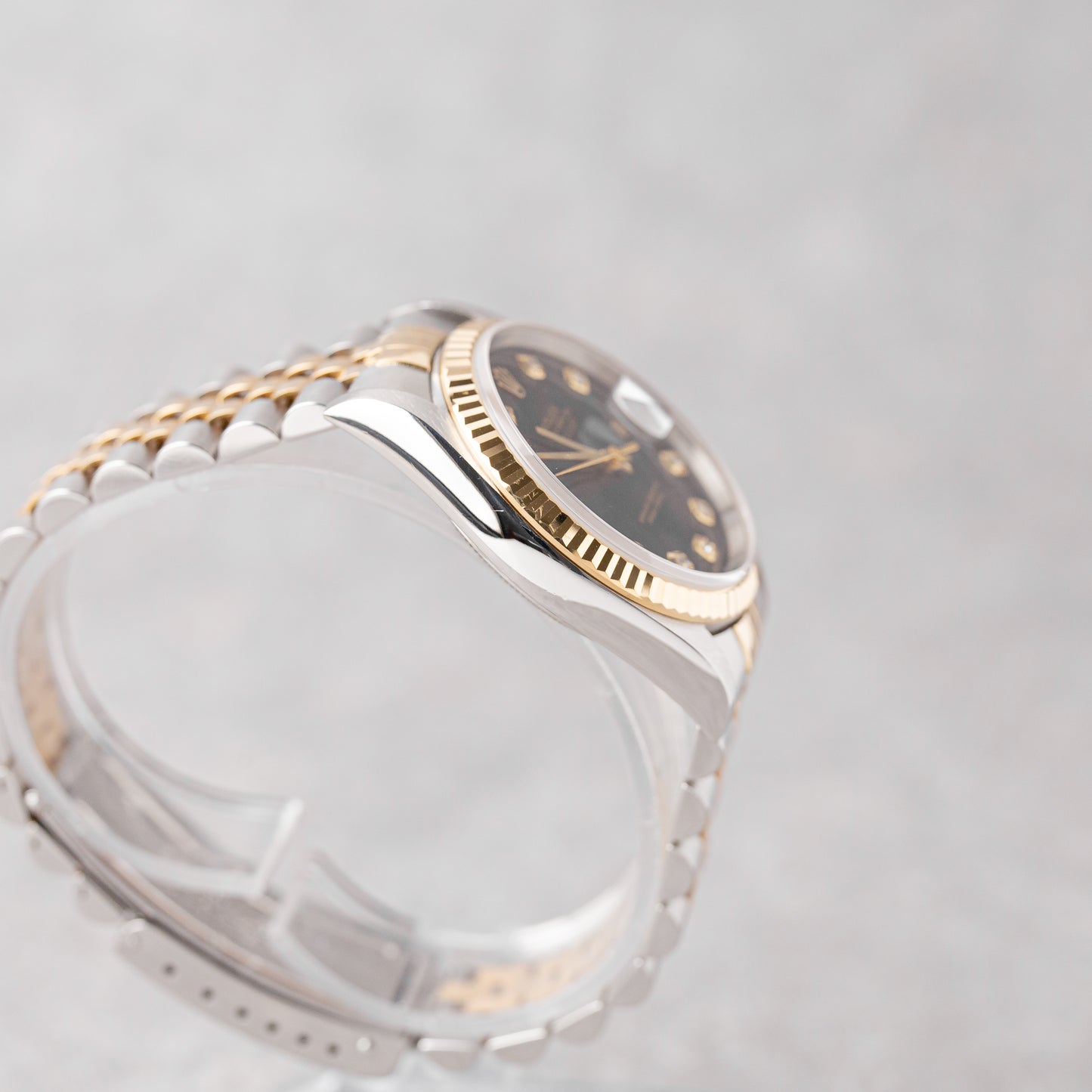 ROLEX DATEJUST 36 MOSTRADOR PRETO DIAMANTES REF: 16233 (2001)