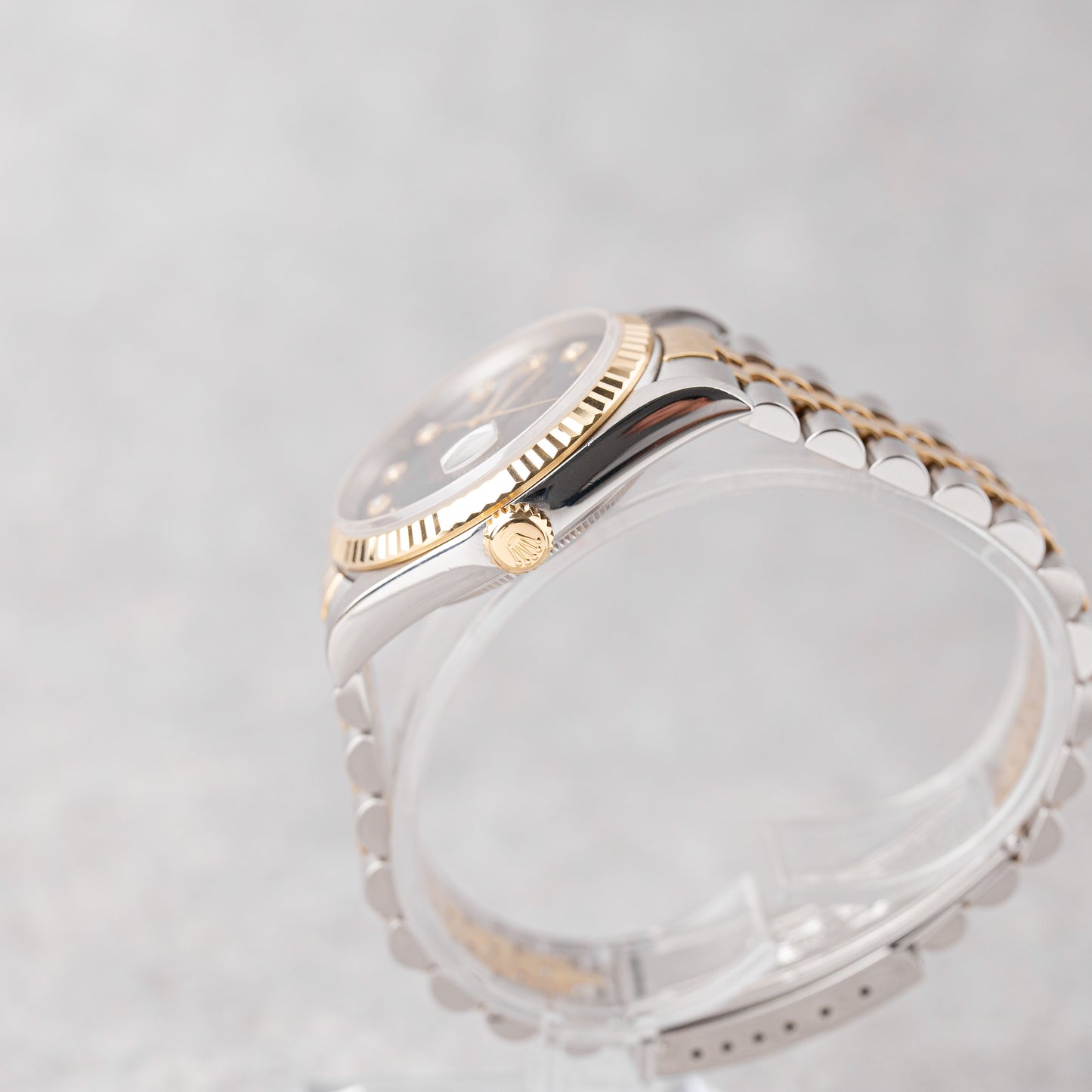 ROLEX DATEJUST 36 MOSTRADOR PRETO DIAMANTES REF: 16233 (2001)