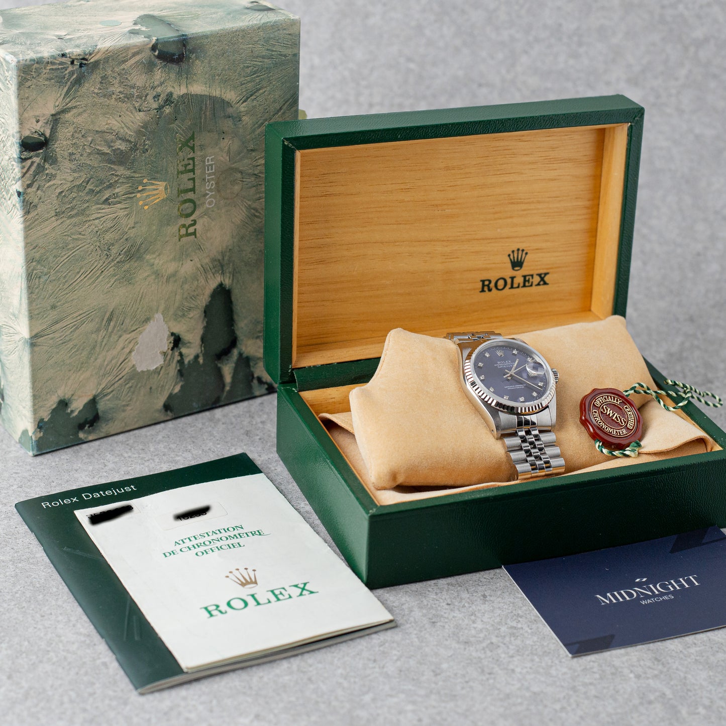 ROLEX DATEJUST 36 BLUE DIAMONDS DIAL REF: 16234 (1994)