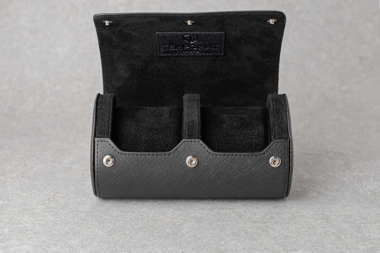 Rolo de 3 relógios de couro natural preto completo