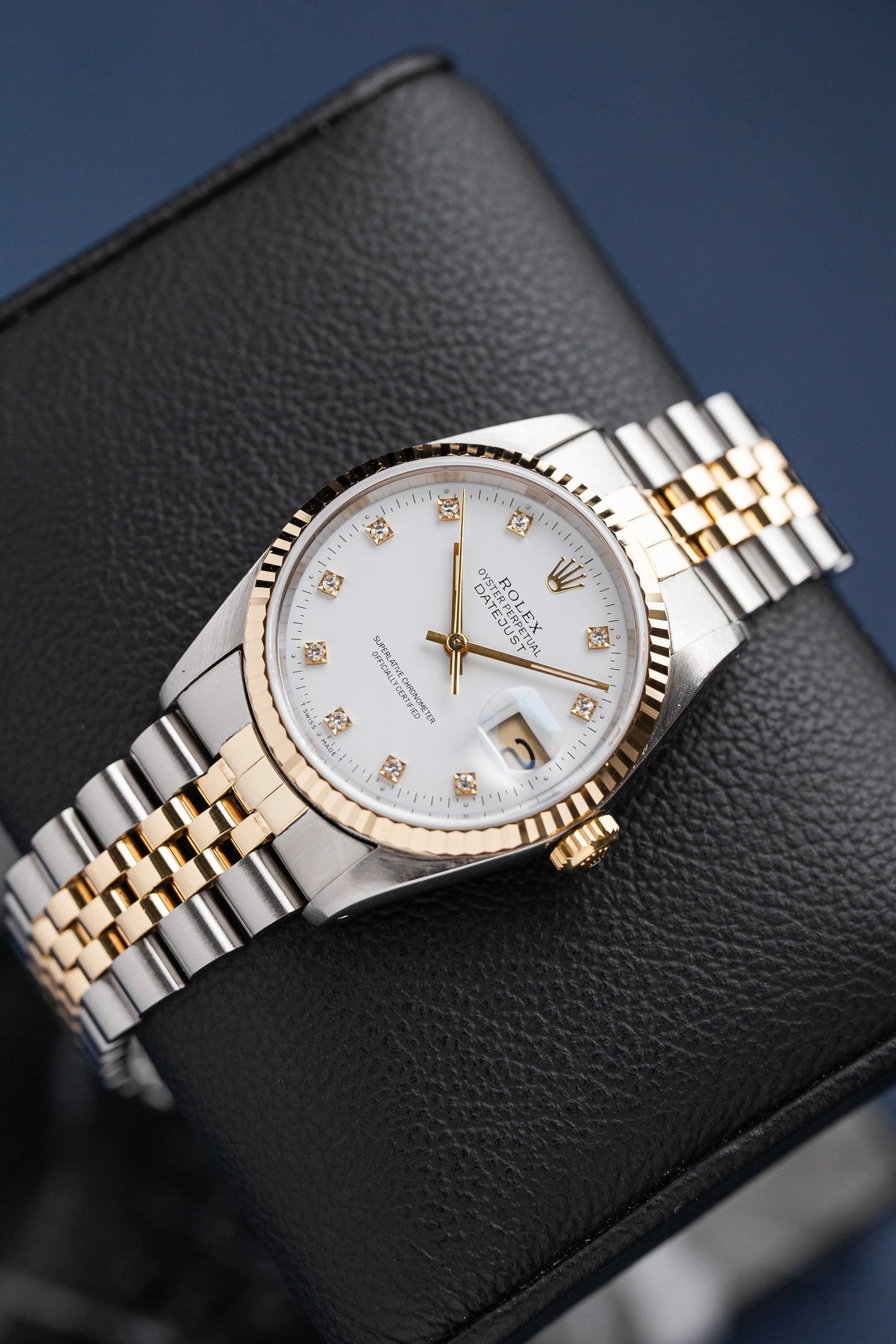 ROLEX DATEJUST 36 DIAL BRANCO DIAMANTES REF: 16233 (1991)