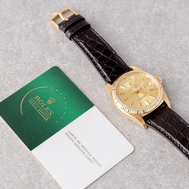 ROLEX DAY-DATE 36 CHAMPAGNE DIAL REF: 18038