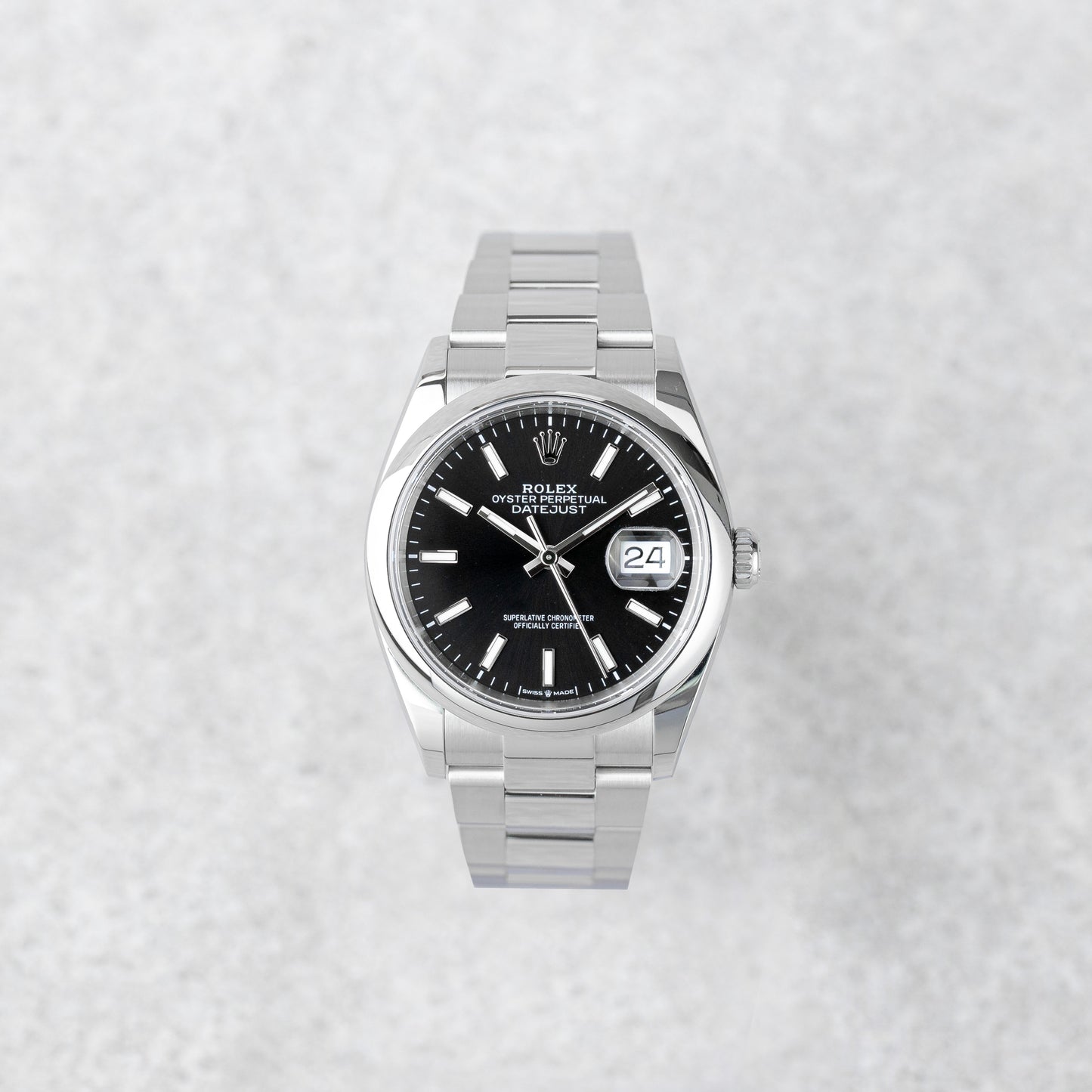 ROLEX DATEJUST 36 BLACK OYSTER REF: 126200
