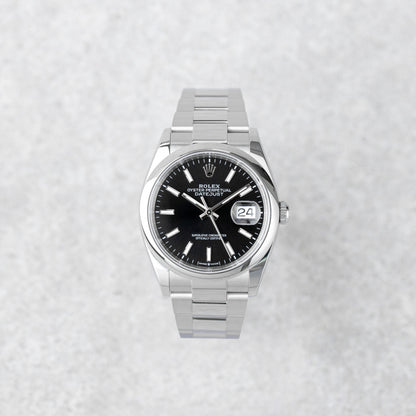 ROLEX DATEJUST 36 BLACK OYSTER REF: 126200