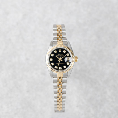 ROLEX LADY-DATEJUST 26 'BLACK BIG DIAMOND DIAL' REF: 69173