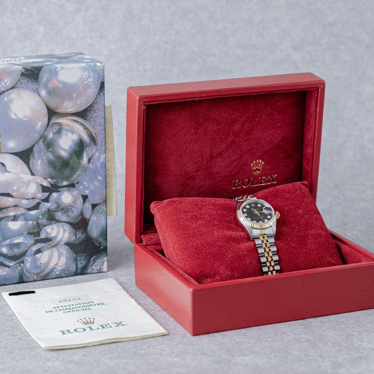 ROLEX LADY-DATEJUST 26 'BLACK BIG DIAMOND DIAL' REF: 69173