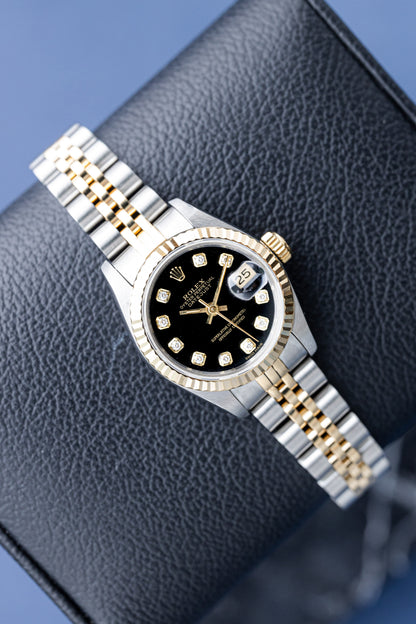 ROLEX LADY-DATEJUST 26 'BLACK BIG DIAMOND DIAL' REF: 69173