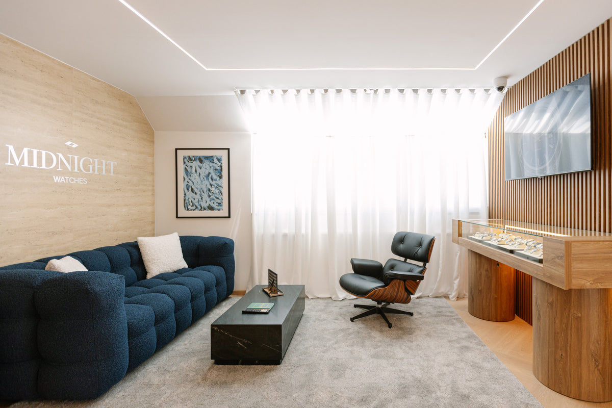 The lounge at the Midnight Watches showroom in Lisbon