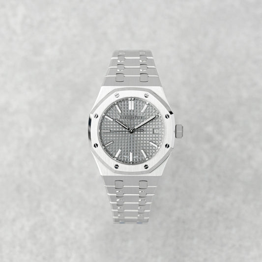 AUDEMARS PIGUET ROYAL OAK 37MM GREY DIAL "50TH ANNIVERSARY" REF: 15550ST