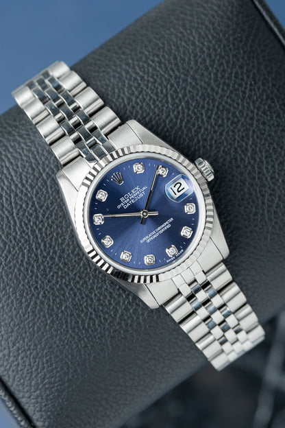ROLEX DATEJUST 31 BLUE DIAMOND DIAL REF: 68274 (1998)