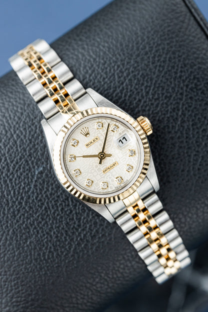 ROLEX LADY-DATEJUST 26 DIAL PRATEADO COM DIAMANTES REF: 69173 (1997)