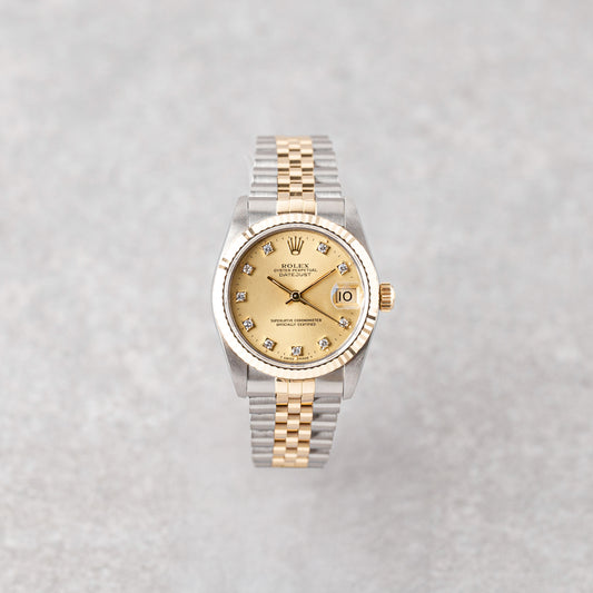 ROLEX DATEJUST 31 MOSTRADOR DE OURO COM DIAMANTES REF: 68273 (1990)