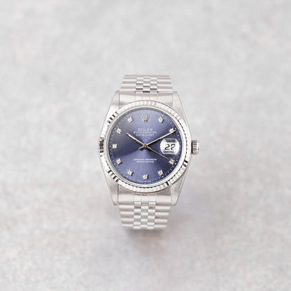 ROLEX DATEJUST 36 BLUE DIAMONDS DIAL REF: 16234 (1994)