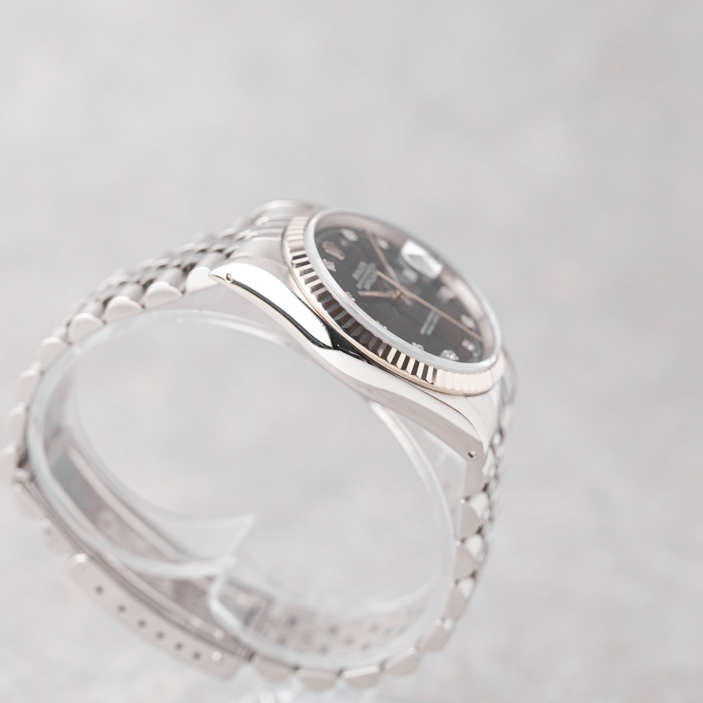 ROLEX DATEJUST 36 BLACK DIAL DIAMONDS REF: 16234 (1992)