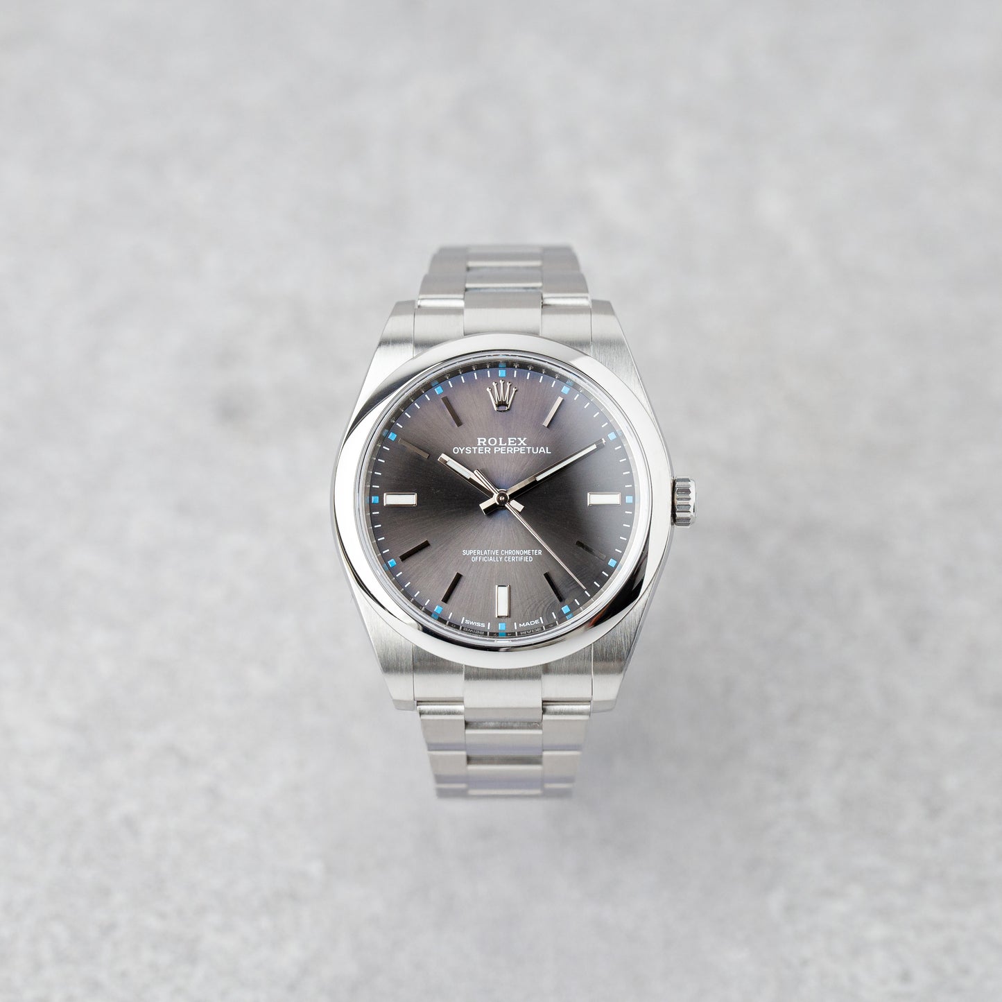 ROLEX OYSTER PERPETUAL 39 RHODIUM REF: 114300 (2018)