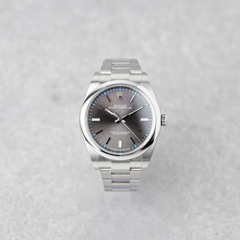 ROLEX OYSTER PERPETUAL 39 RHODIUM REF: 114300 (2018)