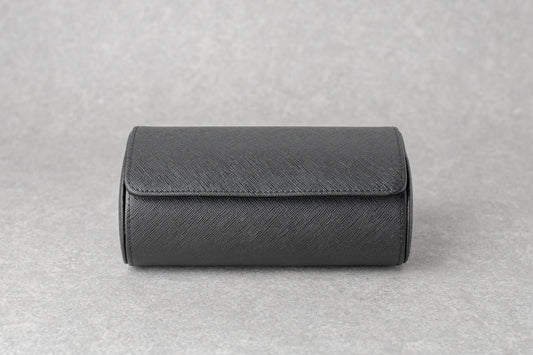 Rolo de 3 relógios de couro natural preto completo