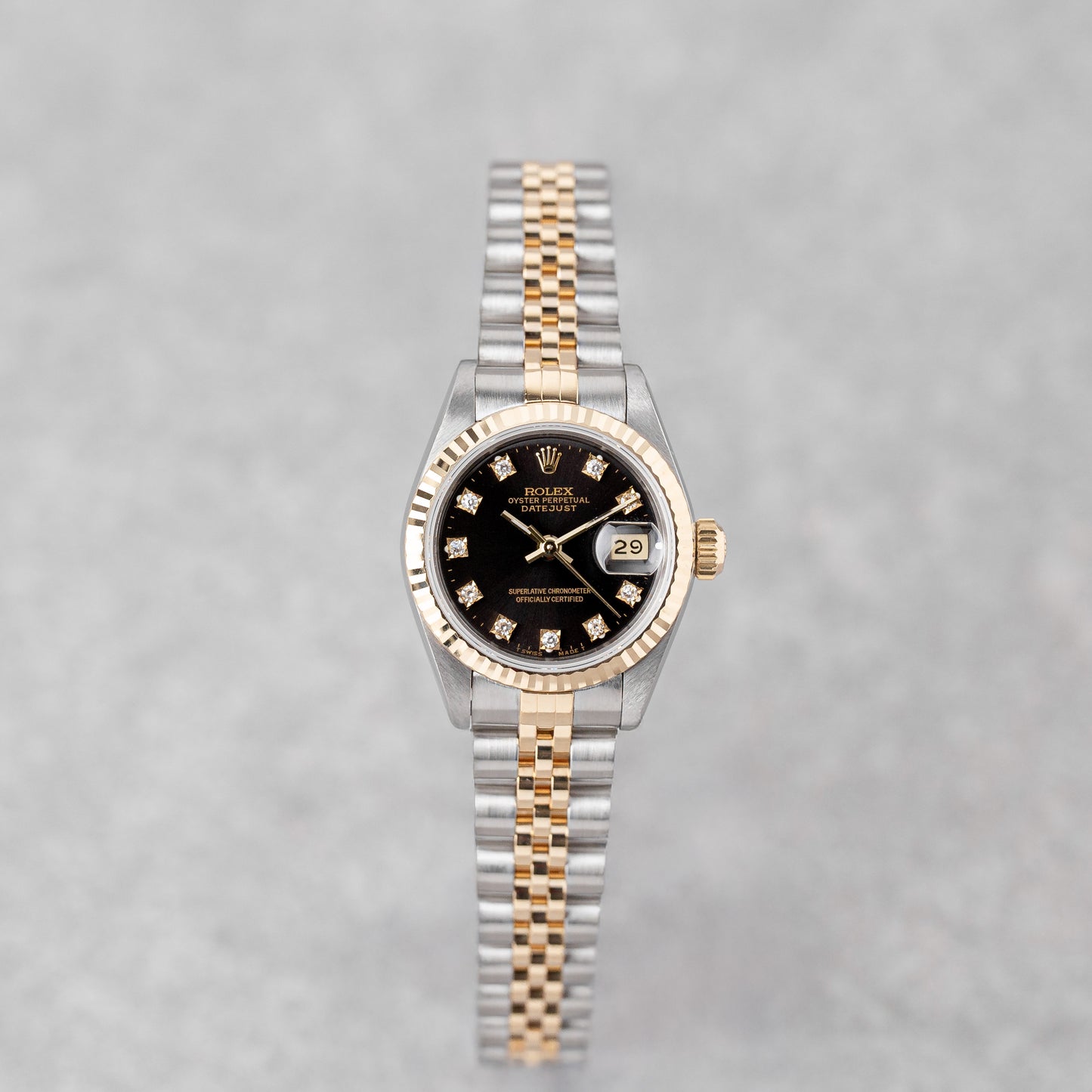 ROLEX LADY-DATEJUST 26 BLACK DIAMOND DIAL REF: 69173