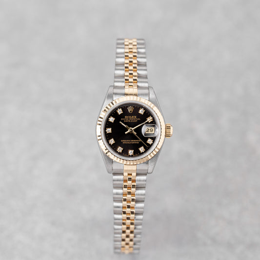 ROLEX LADY-DATEJUST 26 BLACK DIAMOND DIAL REF: 69173