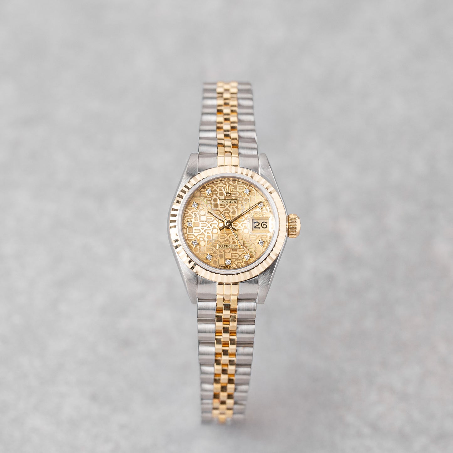 ROLEX LADY-DATEJUST 26 CHAMPAGNE MOTIF DIAL REF: 69173