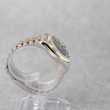 ROLEX DATEJUST 36 MOSTRADOR PRETO DIAMANTES REF: 16233 (1996)