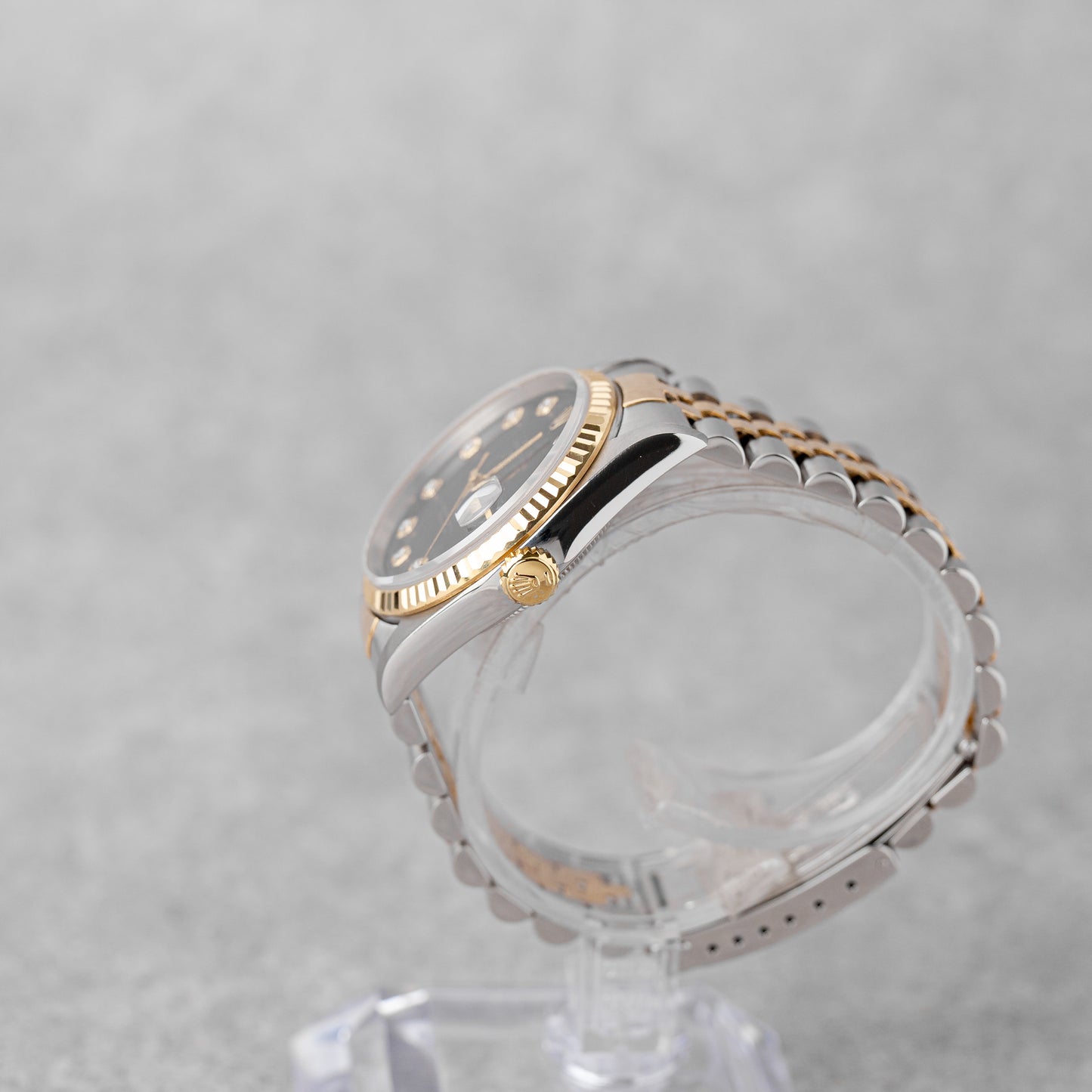 ROLEX DATEJUST 36 MOSTRADOR PRETO DIAMANTES REF: 16233 (1996)