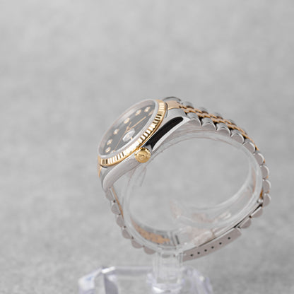 ROLEX DATEJUST 36 MOSTRADOR PRETO DIAMANTES REF: 16233 (1996)