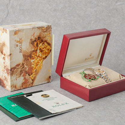 ROLEX LADY-DATEJUST 26 CHAMPAGNE MOTIF DIAL REF: 69173