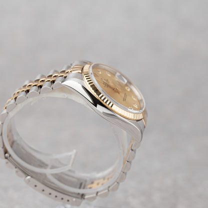 ROLEX DATEJUST 36 DIAL DE DIAMANTE CHAMPANHE REF: 16233 (1996)