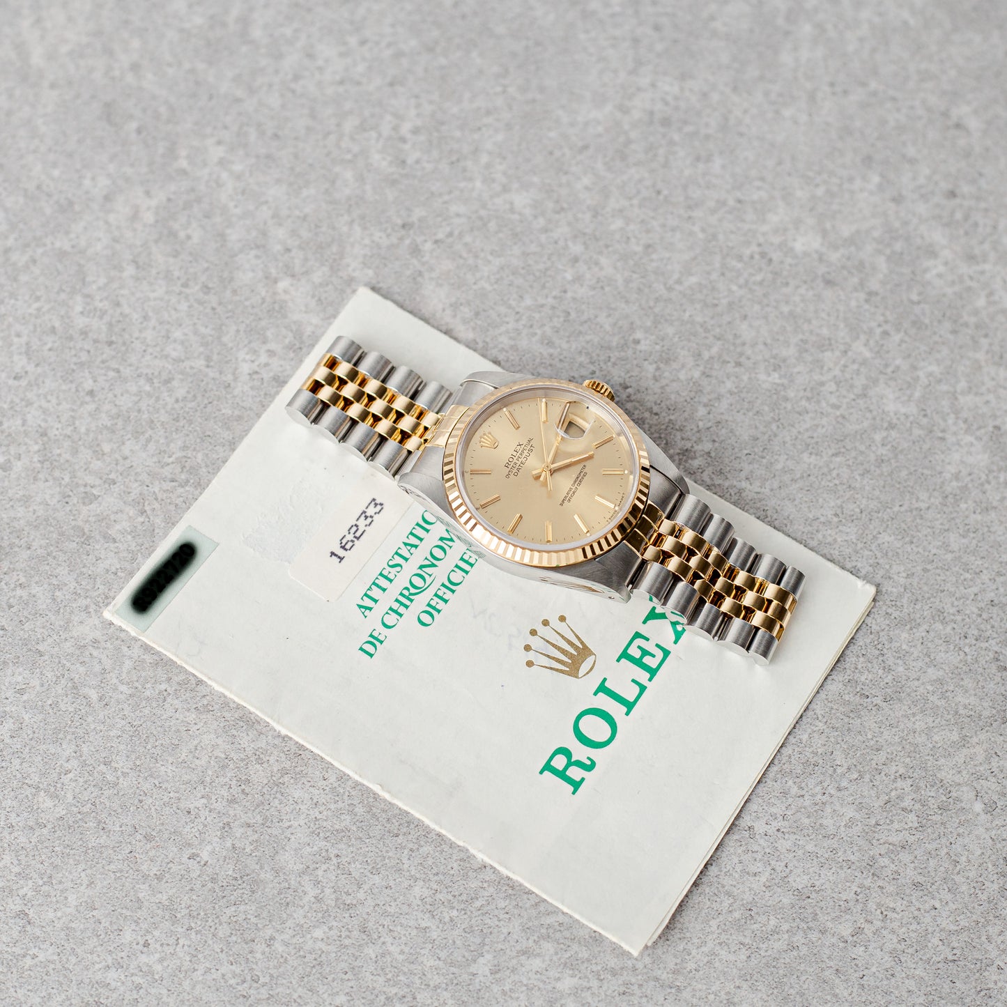 ROLEX DATEJUST 36 CHAMPAGNE DIAL REF: 16233