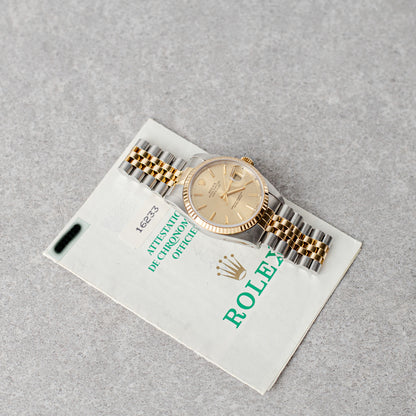 ROLEX DATEJUST 36 CHAMPAGNE DIAL REF: 16233