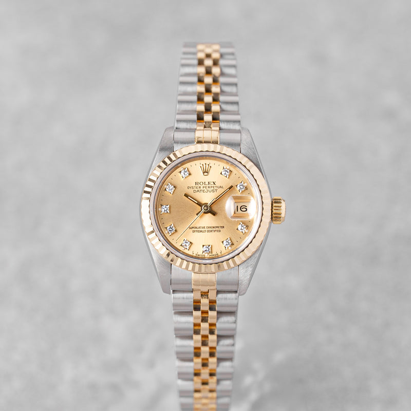 ROLEX LADY-DATEJUST 26 CHAMPAGNE DIAMOND DIAL REF: 69173 (1993)