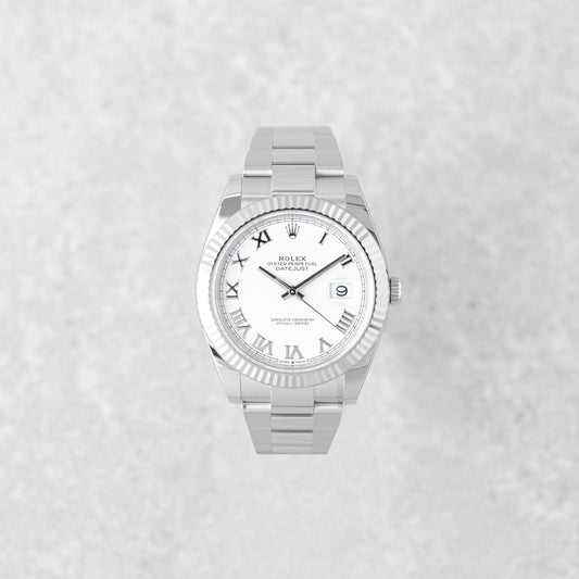 ROLEX DATEJUST 41 WHITE ROMAN DIAL REF: 126334