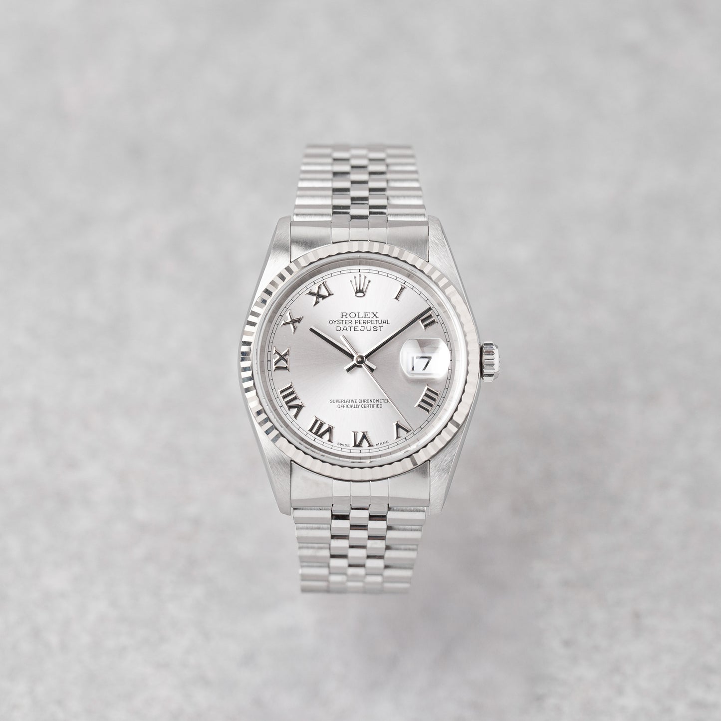 ROLEX DATEJUST 36 GREY ROMAN DIAL REF: 16234 (2004)