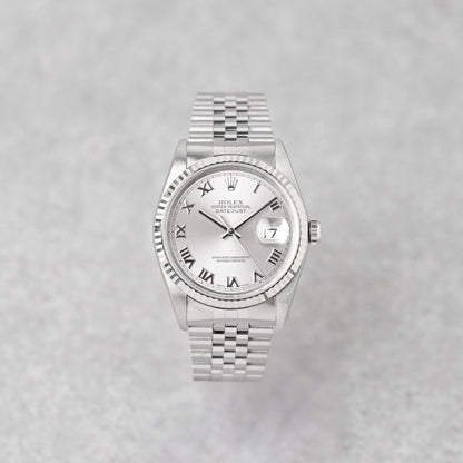 ROLEX DATEJUST 36 GREY ROMAN DIAL REF: 16234 (2004)