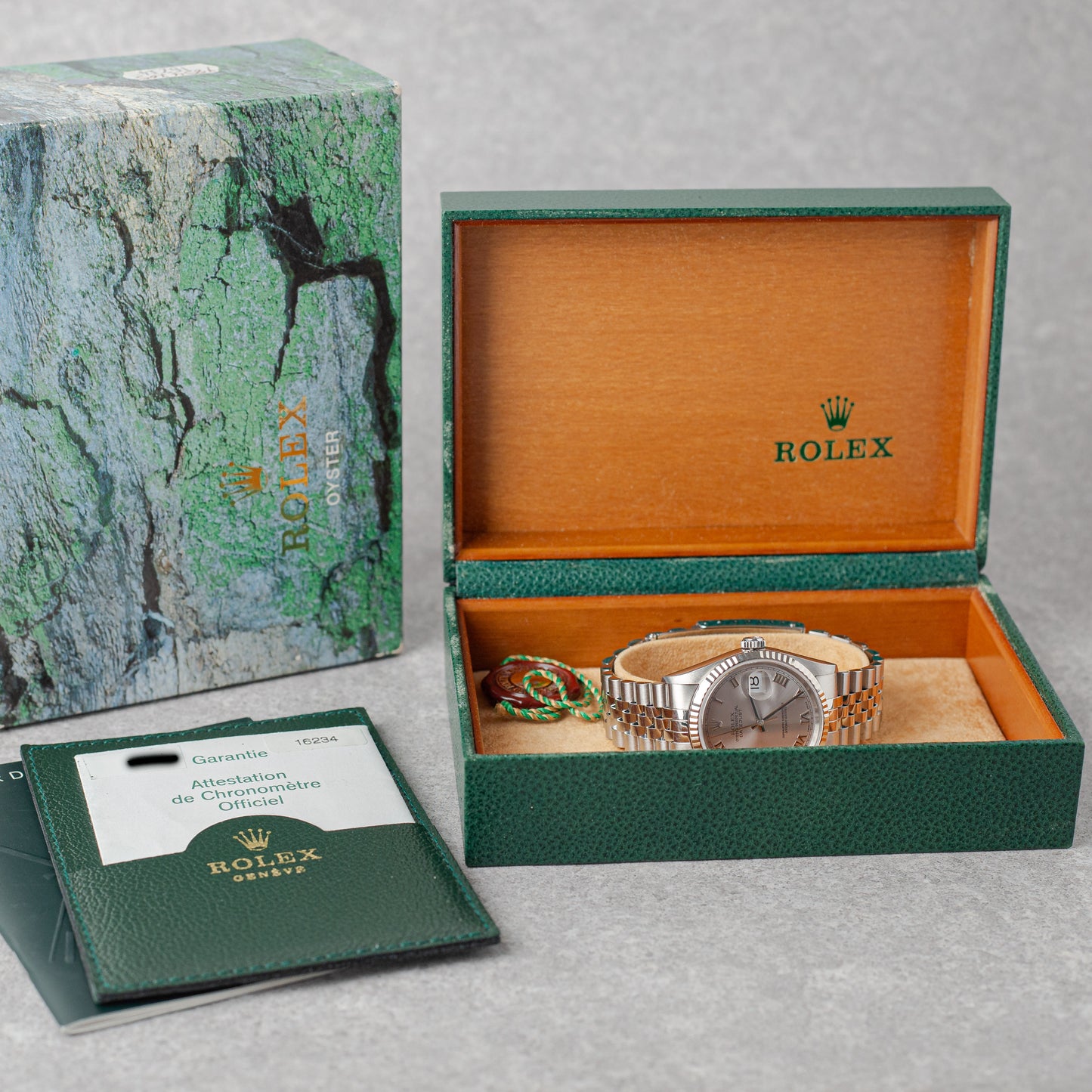 ROLEX DATEJUST 36 GREY ROMAN DIAL REF: 16234 (2004)