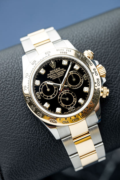 ROLEX DAYTONA STEEL/GOLD 'BLACK DIAMOND DIAL' REF: 116503