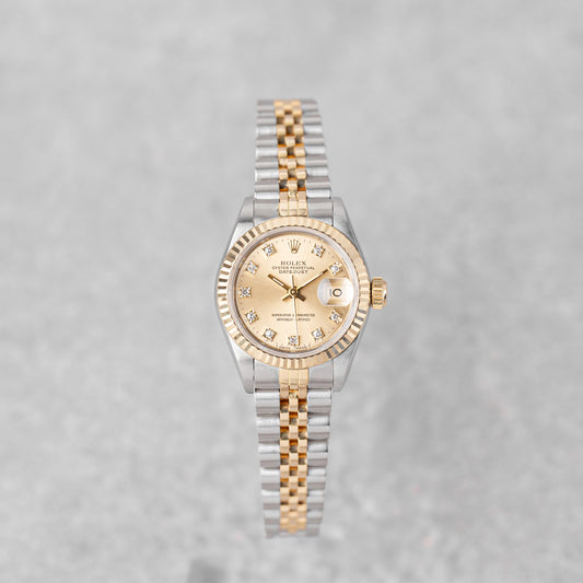 ROLEX LADY-DATEJUST 26 CHAMPAGNE DIAMOND DIAL REF: 69173 (1988)