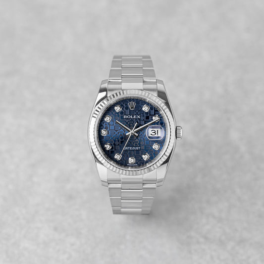 ROLEX DATEJUST 36 BLUE MOTIF DIAMOND DIAL REF: 116234